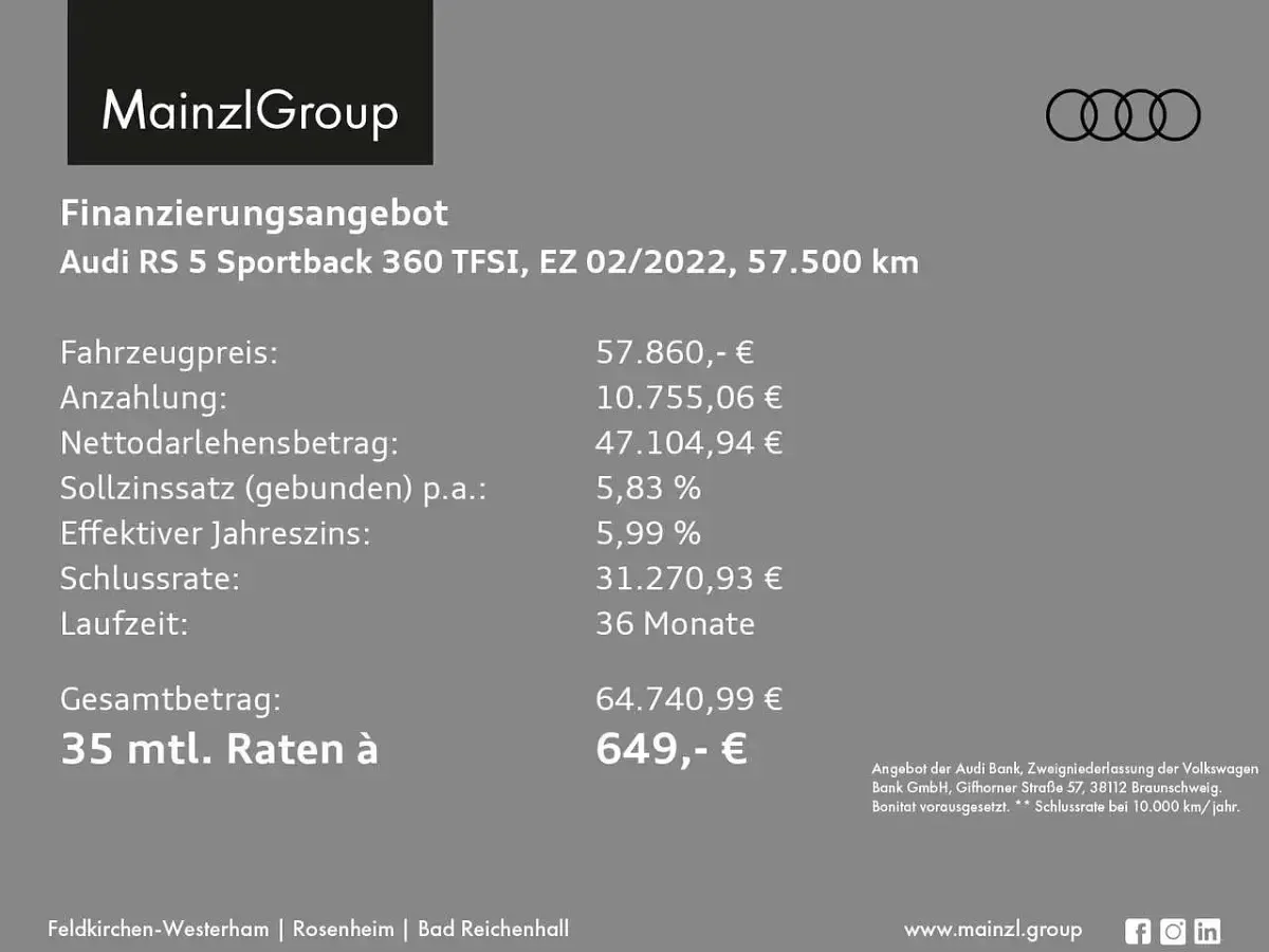 Gebraucht Audi RS5 450 PS (330 kW) 2022 Nardograu Coupé