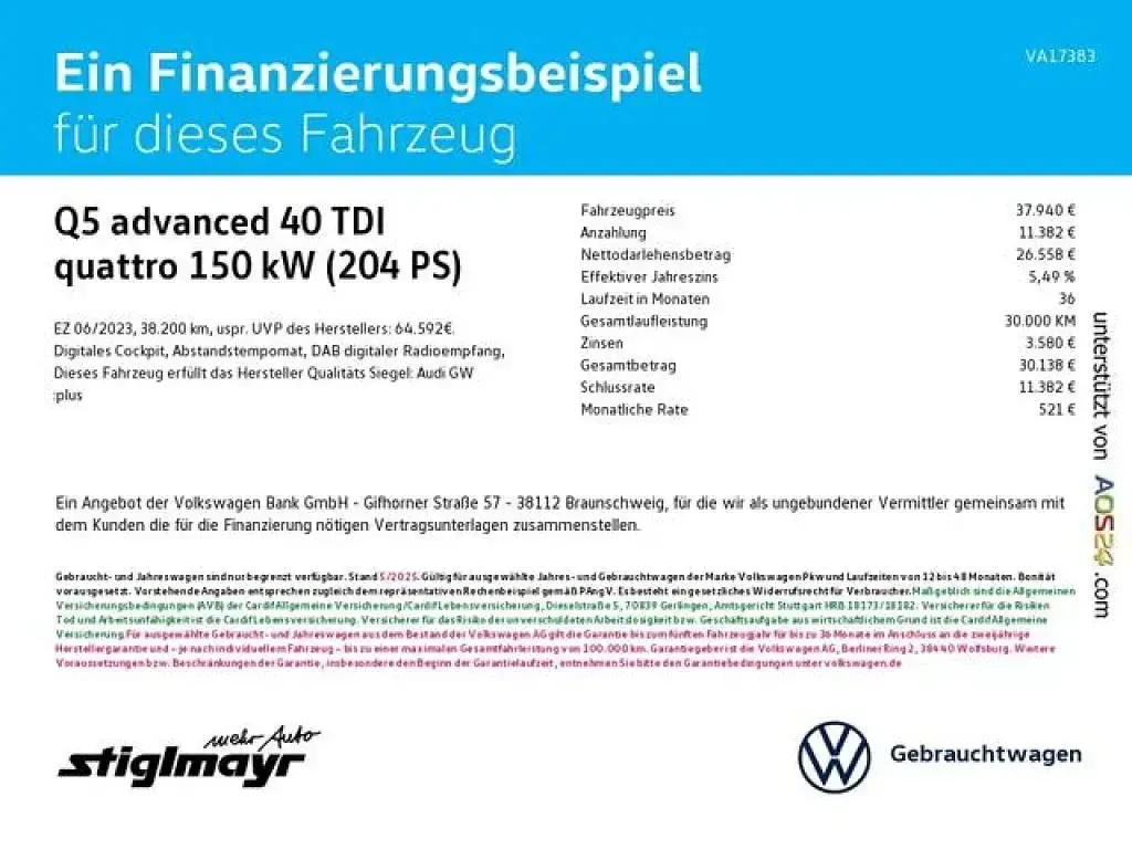 Gebraucht Audi Q5 Advanced Plus 204 PS (150 kW) 2023 Grau SUV