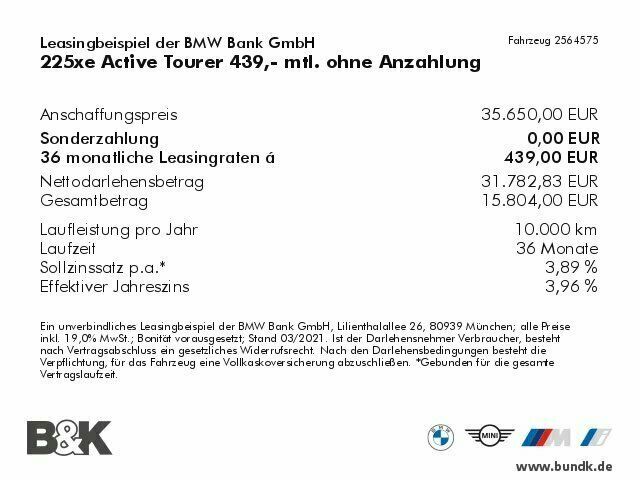 Gebraucht BMW 225 Active Tourer 136 PS (100 kW) 2020 Schwarz Van / Kleinbus