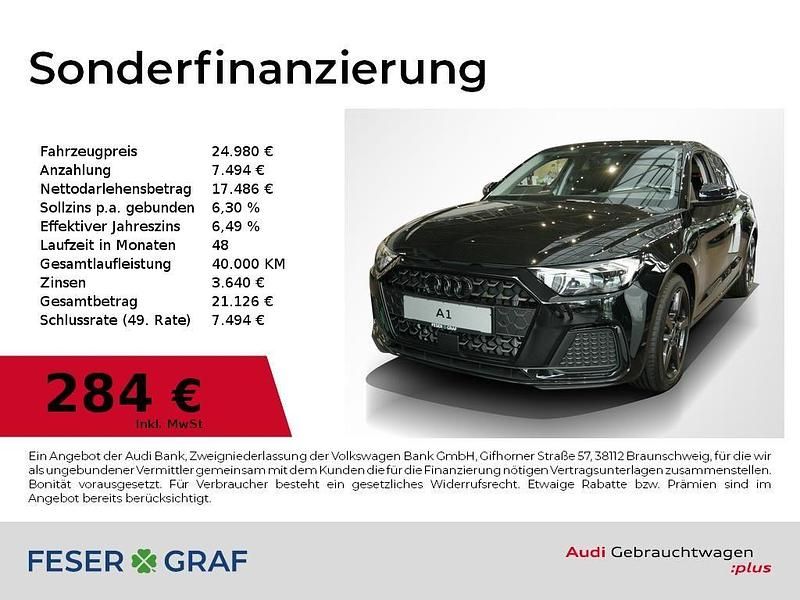 Mythosschwarz metallic Gebraucht 2025 Audi A1 Sportback Advanced Plus Kleinwagen | 24.980 € (Fairer Preis) - Bild 1/4
