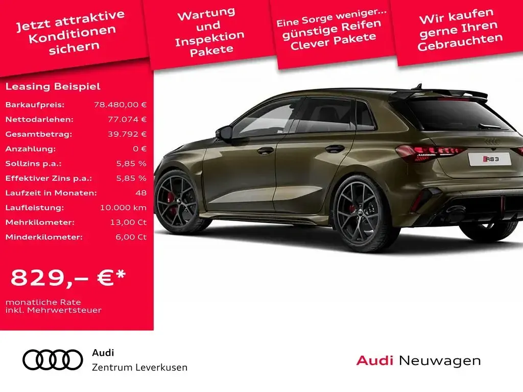 Neu Audi RS3 Sport 400 PS (294 kW) 2026 Gruen Limousine