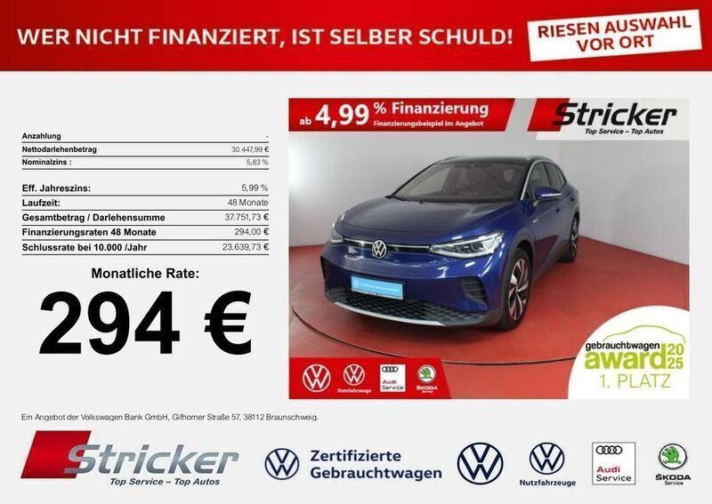 Blau (blue dusk metallic schwarz) Gebraucht 2023 VW ID.4 Pro Performance SUV | 30.445 € (Fairer Preis) - Bild 1/4