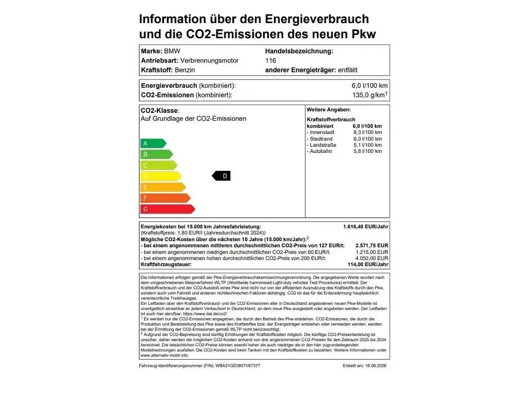 Neu BMW 116 M Sport 122 PS (89 kW) 2026 Schwarz Kleinwagen