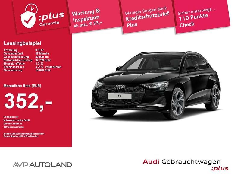 Mythosschwarz metallic Gebraucht 2024 Audi A3 Sportback Advanced Limousine | 32.769 € (Fairer Preis) - Bild 1/3
