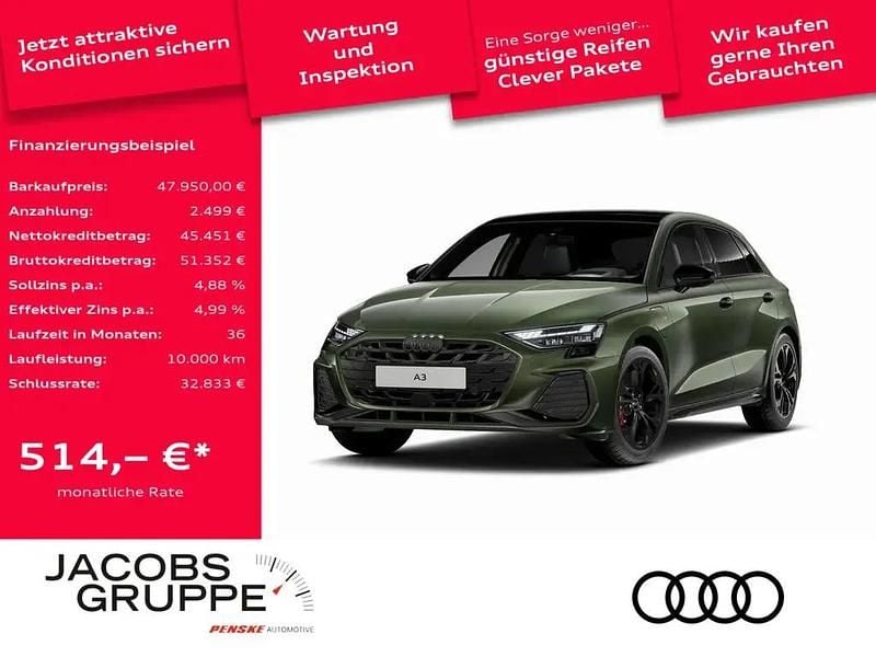 Grün Gebraucht 2025 Audi A3 Sportback e-tron S-Line Limousine | 47.950 € - Bild 1/4