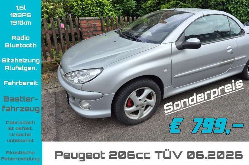 Silber Gebraucht 2005 Peugeot 206 CC Quiksilver Cabrio | 799 € (Superpreis) - Bild 1/4