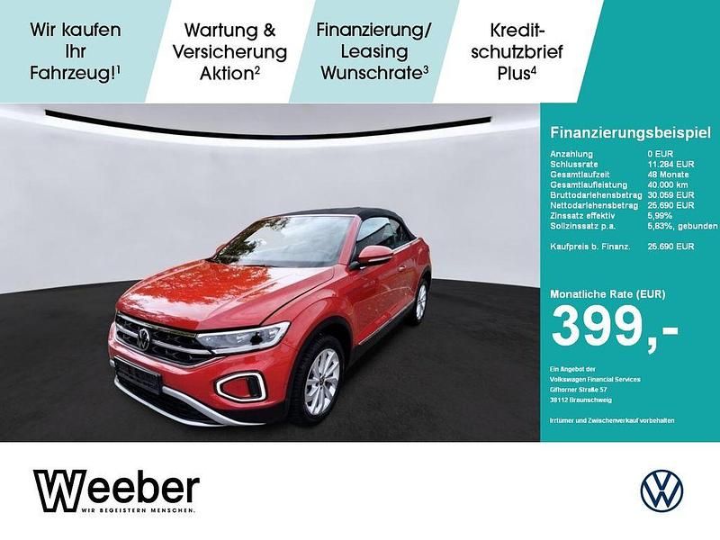 Kings red (metallic) Gebraucht 2022 VW T-Roc Cabriolet Style Cabrio | 25.690 € (Guter Preis) - Bild 1/4