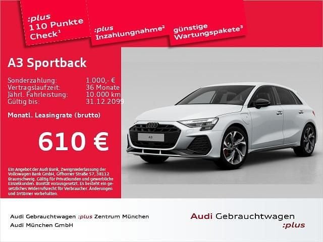 Gletscherweiß metallic Gebraucht 2025 Audi A3 Sportback e-tron S-Line Kleinwagen | 42.364 € - Bild 1/1