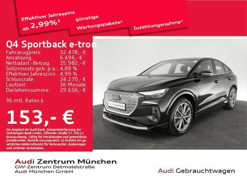 Mythosschwarz metallic Gebraucht 2023 Audi Q4 e-tron SUV | 32.478 € (Guter Preis) - Bild 1/2