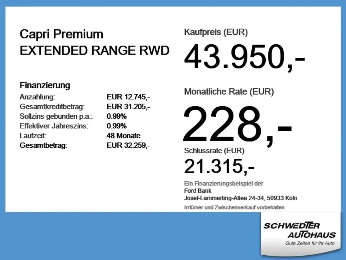 Ny Ford Capri Extended Range 210 kW (286 HK) 2026 Rød SUV