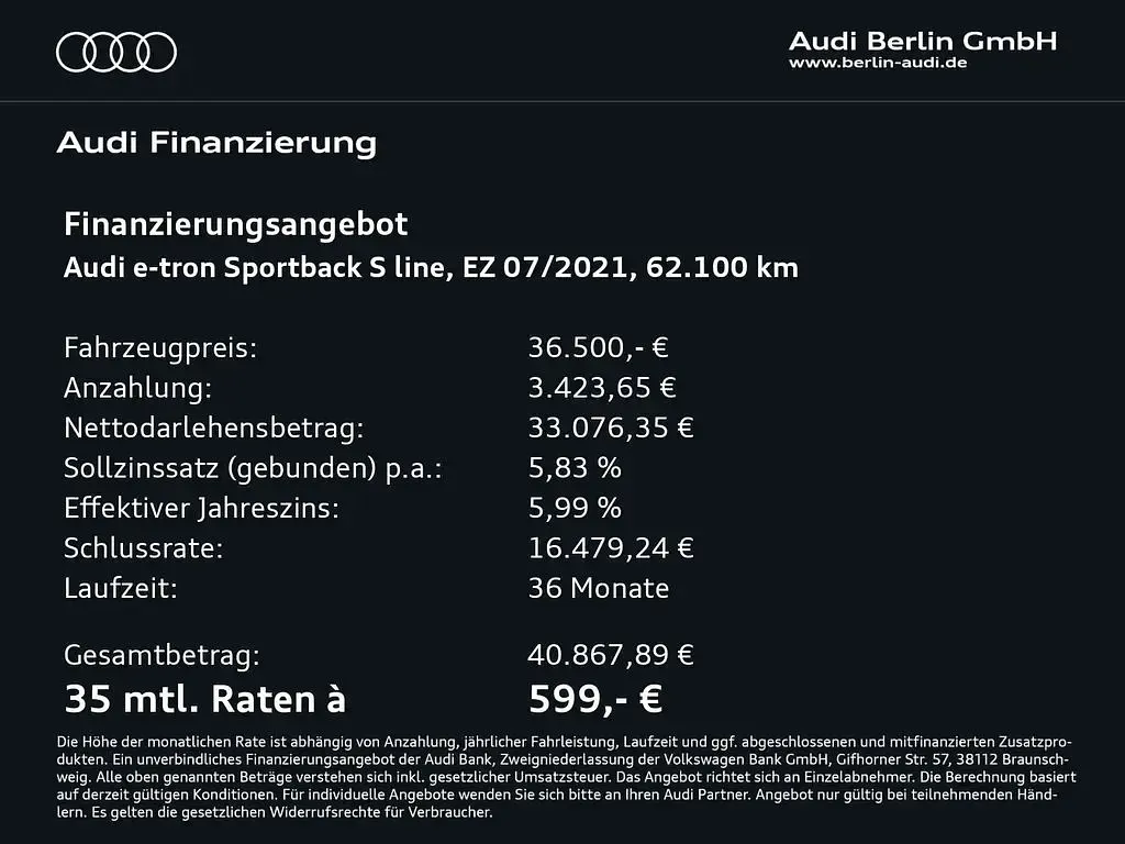 Gebraucht Audi e-tron Sportback S-Line 300 kW (408 PS) 2021 Florettsilber metallic SUV