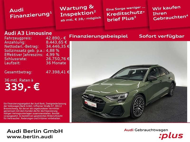 Distriktgrün metallic Gebraucht 2025 Audi A3 S-Line Limousine | 42.890 € (Teuer) - Bild 1/3