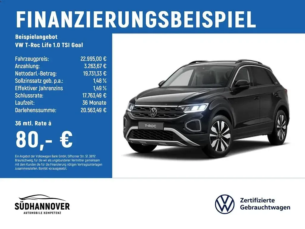 Second-hand VW T-Roc Goal 116 CP (85 kW) 2025 Negru SUV
