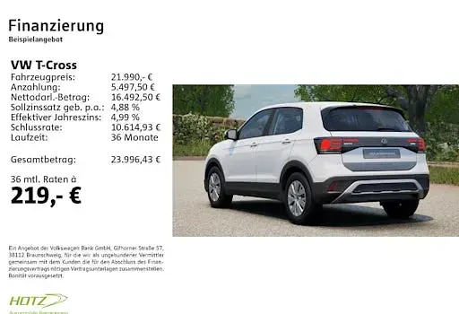 Nowe VW T-Cross 95 KM (69 kW) 2026 Biały SUV