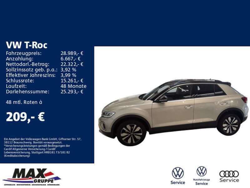 Ivory silver metallic Gebraucht 2024 VW T-Roc Move SUV | 28.989 € (Guter Preis) - Bild 1/3