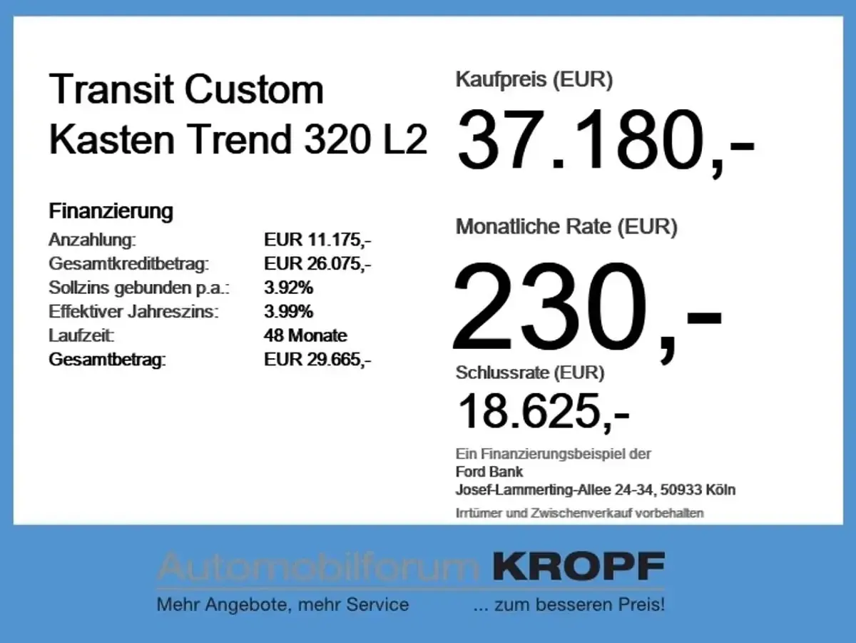 Neu Ford Transit Custom Trend 150 PS (110 kW) 2026 Frost weiß Van / Kleinbus