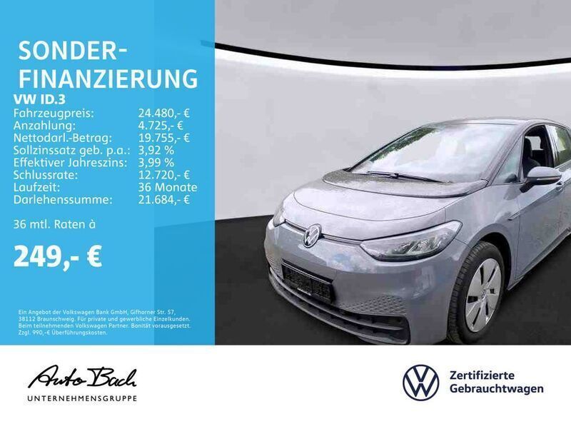 Grau (mondsteingrau schwarz) Gebraucht 2023 VW ID.3 Pro Performance Kleinwagen | 24.480 € (Guter Preis) - Bild 1/4