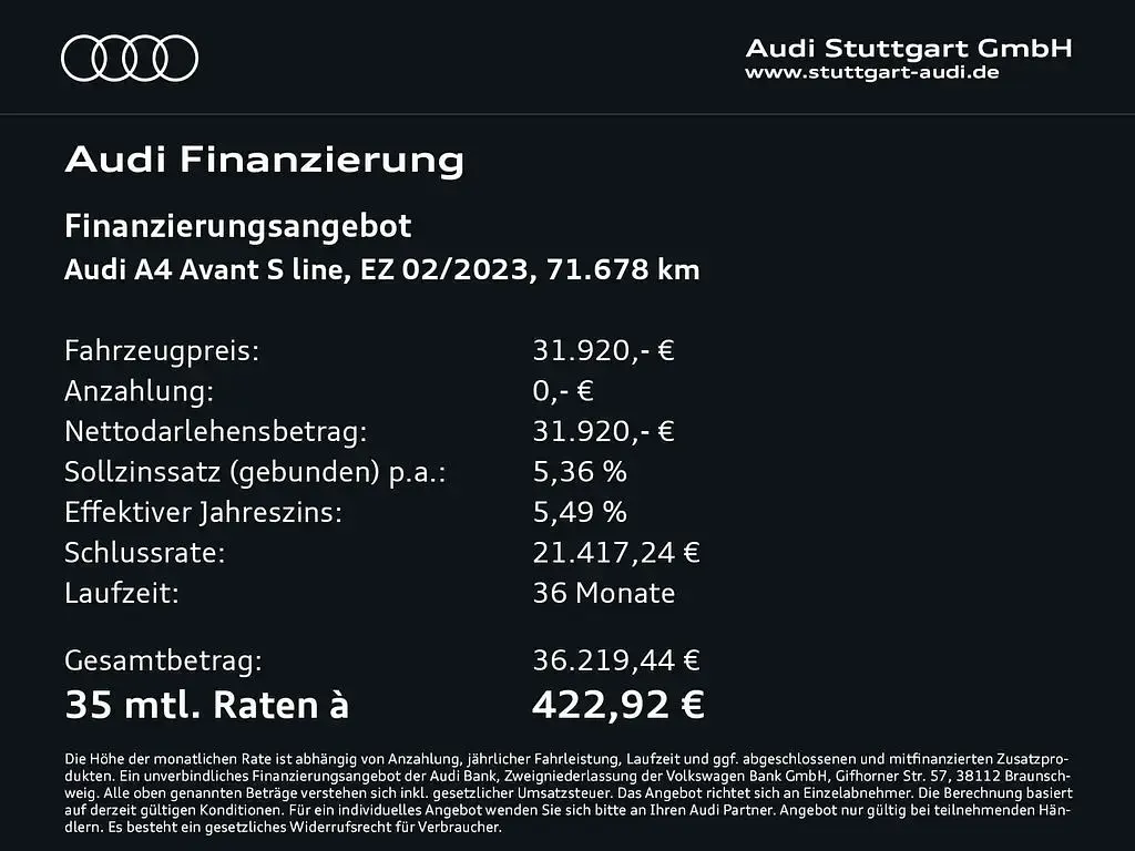 Gebraucht Audi A4 S-Line 204 PS (150 kW) 2023 Navarrablau metallic Kombi