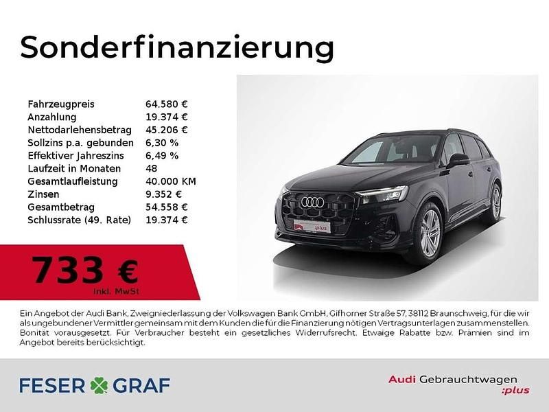 Mythosschwarz metallic Gebraucht 2025 Audi Q7 S-Line SUV | 64.580 € (Fairer Preis) - Bild 1/2