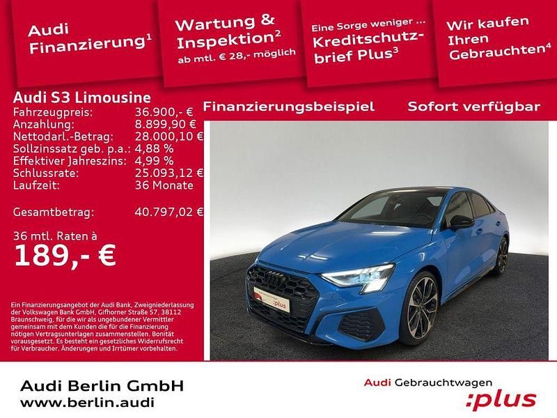 Turboblau Gebraucht 2022 Audi S3 Sport Limousine | 36.900 € (Fairer Preis) - Bild 1/3