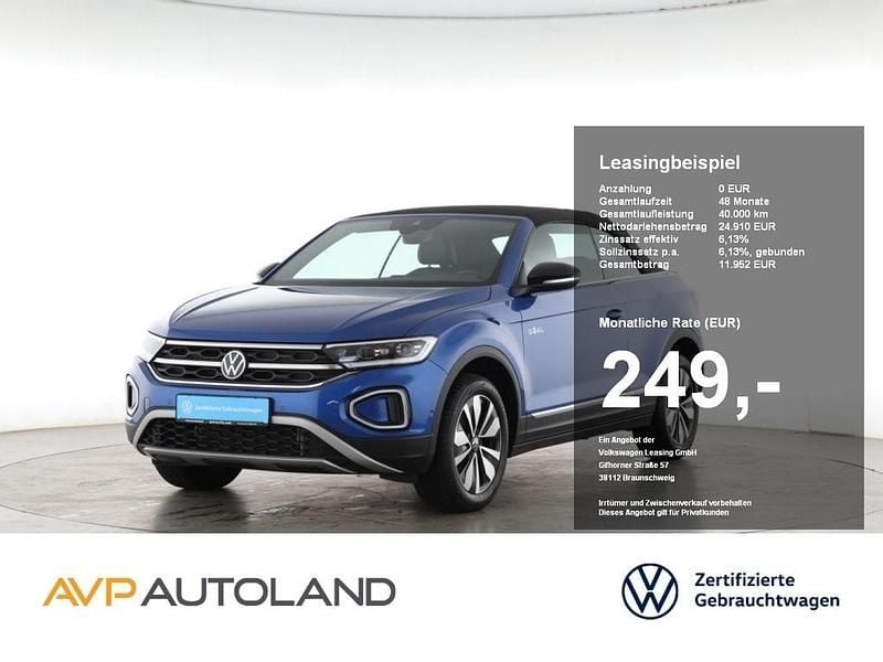 Blau Gebraucht 2025 VW T-Roc Cabriolet Goal Cabrio | 24.910 € (Superpreis) - Bild 1/4