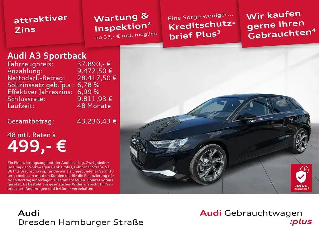 Usado Audi A3 Advanced Plus 204 HP (150 kW) 2025 Preto Sedan