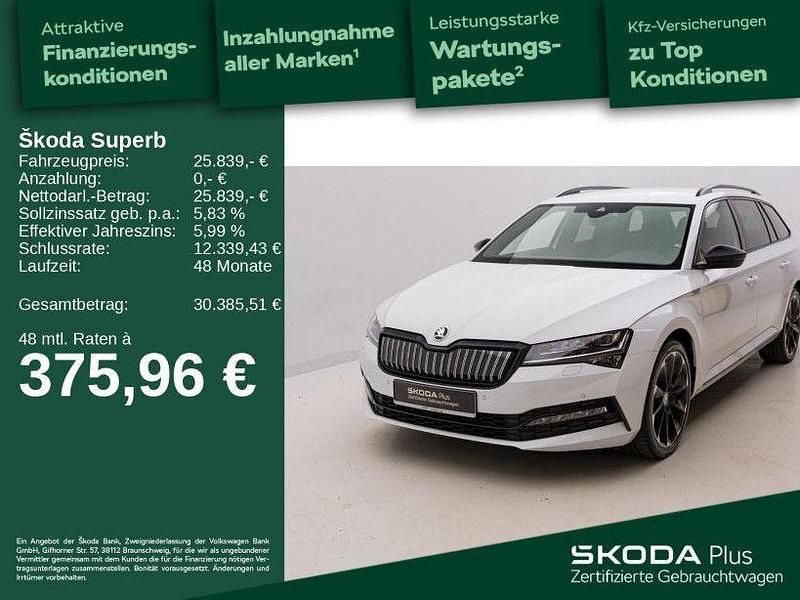 Moonweiß perleffekt met. Gebraucht 2021 Skoda Superb SportLine Kombi | 25.839 € (Fairer Preis) - Bild 1/4