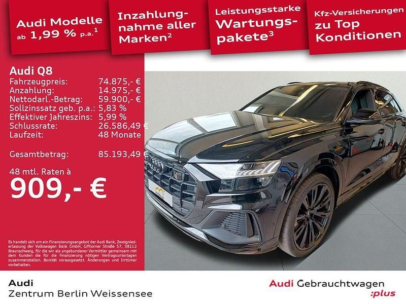 Mythosschwarz metallic Gebraucht 2022 Audi Q8 S-Line SUV | 74.875 € - Bild 1/4