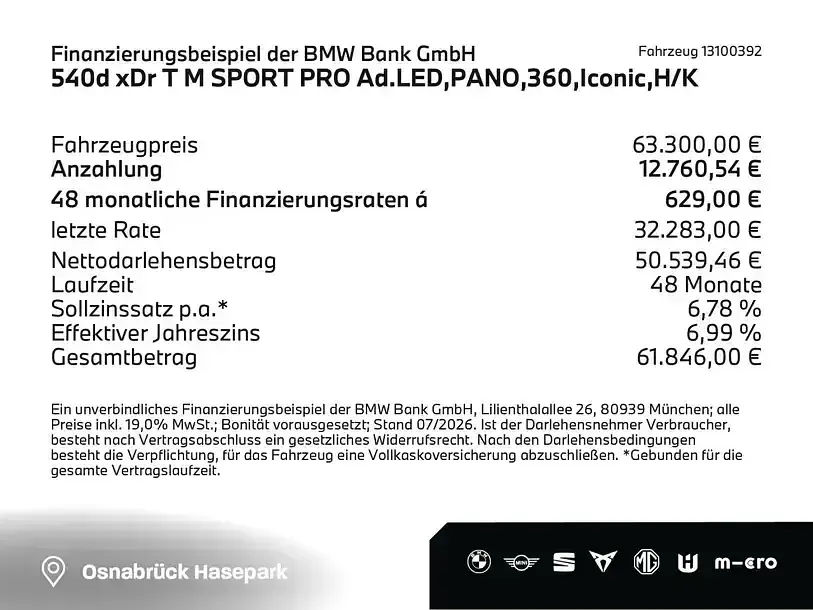 Gebraucht BMW 540 M Sport 286 PS (210 kW) 2025 Black sapphire (schwarz) Kombi