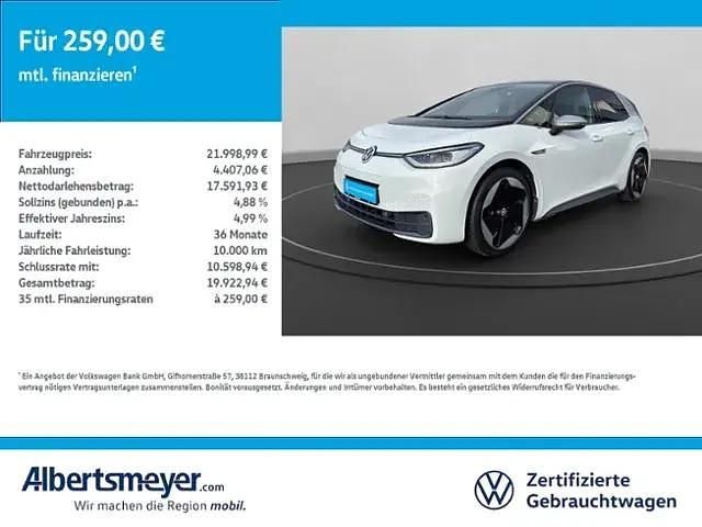 Weiß Gebraucht 2020 VW ID.3 Pro Performance Kleinwagen | 21.998 € (Teuer) - Bild 1/4