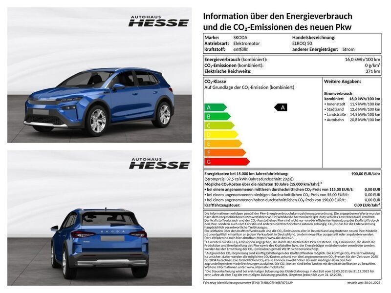 Race blau Neu 2025 Skoda Elroq Tour SUV | 34.390 € (Guter Preis) - Bild 1/4