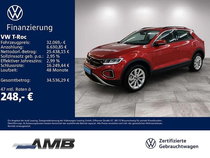 Kings red metallic Gebraucht 2025 VW T-Roc Life SUV | 31.440 € (Fairer Preis) - Bild 1/3