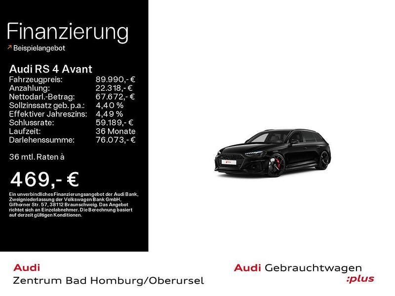 Mythosschwarz metallic Gebraucht 2024 Audi RS4 Ambiente Kombi | 89.990 € - Bild 1/4