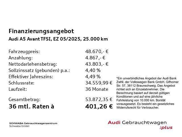 Gebraucht Audi A5 Sport 204 PS (150 kW) 2025 Firmamentblau metallic Kombi