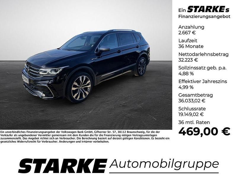Schwarz Gebraucht 2022 VW Tiguan Allspace R-line SUV | 34.890 € (Fairer Preis) - Bild 1/4