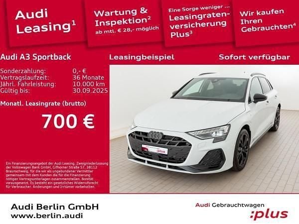 Weiß (gletscherweiß metallic) Gebraucht 2025 Audi A3 Sportback e-tron S-Line Limousine | 49.501 € (Superpreis) - Bild 1/3