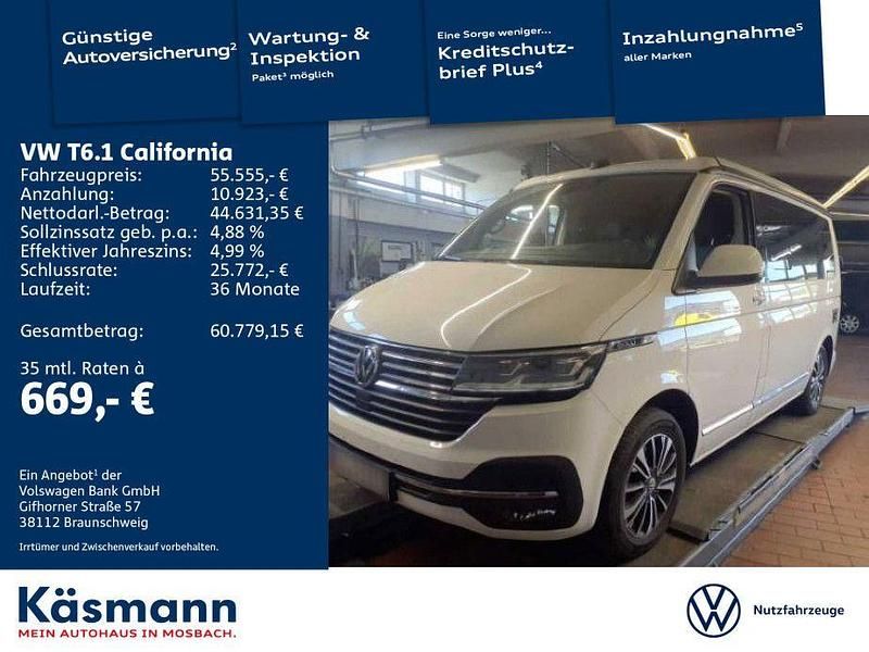 Weiß Gebraucht 2021 VW T6.1 California Van | 55.555 € - Bild 1/4