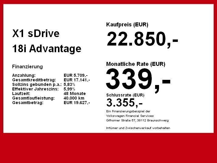 Gebraucht BMW X1 Advantage 140 PS (102 kW) 2017 Schwarz SUV