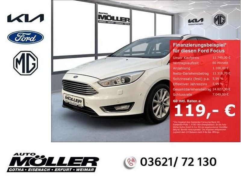 Weiss Gebraucht 2017 Ford Focus Titanium Limousine | 11.749 € (Fairer Preis) - Bild 1/4