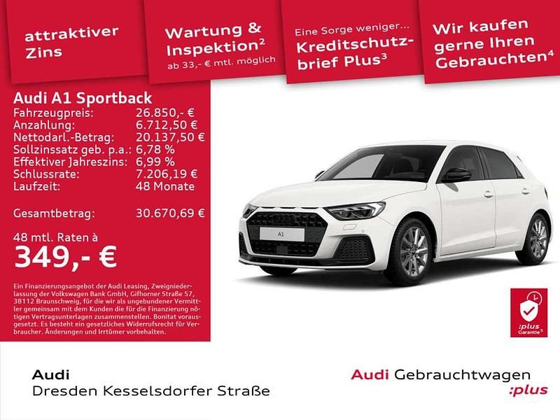 Cortinaweiß/mythosschwarz meta Gebraucht 2024 Audi A1 Advanced Plus Kleinwagen | 26.850 € (Etwas zu teuer) - Bild 1/4