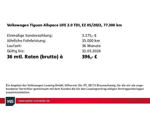 Gebraucht VW Tiguan Allspace Life 200 PS (147 kW) 2022 Pure white SUV