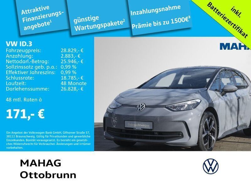 Grau Gebraucht 2023 VW ID.3 Pro Kleinwagen | 29.896 € (Guter Preis) - Bild 1/2