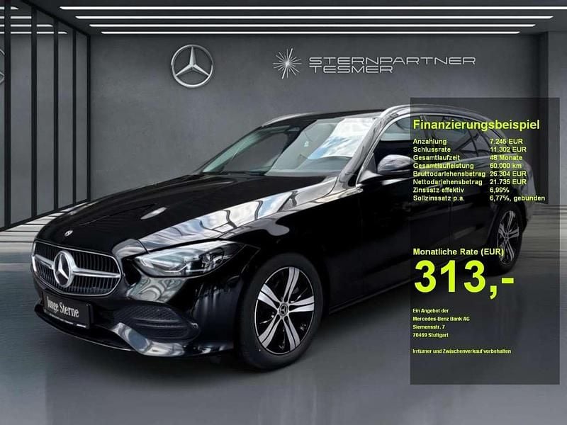 Obsidianschwarz metallic Gebraucht 2023 Mercedes C220 Avantgarde Kombi | 28.880 € (Superpreis) - Bild 1/3