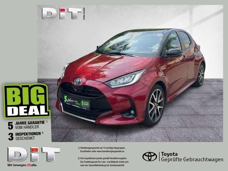 Tokiorot/schwarz Gebraucht 2021 Toyota Yaris Hybrid Style Kleinwagen | 18.140 € (Guter Preis) - Bild 1/4