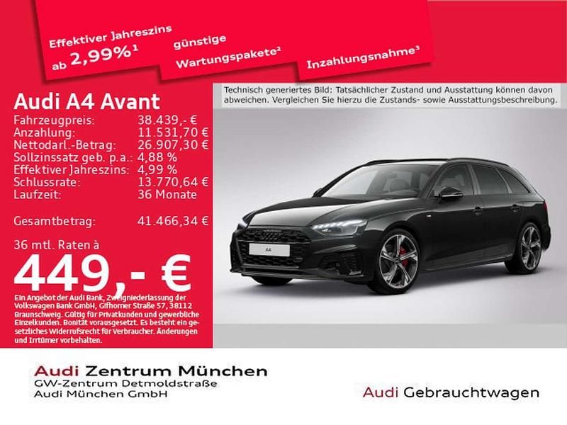 Mythosschwarz metallic Gebraucht 2023 Audi A4 Competition Kombi | 38.439 € (Teuer) - Bild 1/1