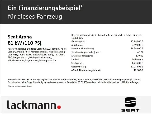 Gebraucht Seat Arona Style 110 PS (80 kW) 2024 Schwarz SUV