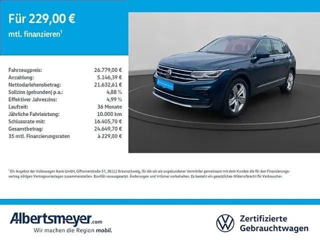 Blau Gebraucht 2021 VW Tiguan Elegance SUV | 26.378 € (Guter Preis) - Bild 1/4