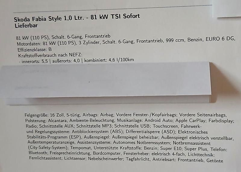 Blau Gebraucht 2020 Skoda Fabia Style Kleinwagen | 15.200 € (Fairer Preis) - Bild 1/4