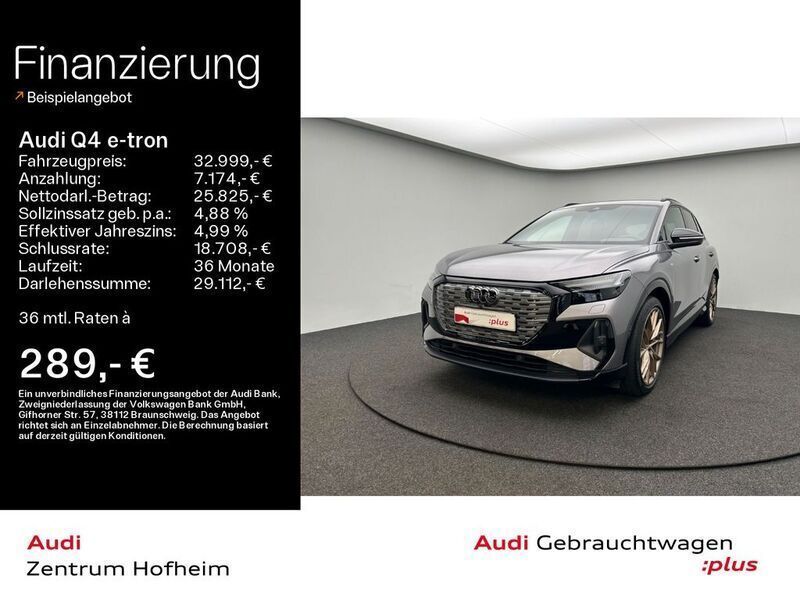 Taifungrau metallic Gebraucht 2021 Audi Q4 e-tron Ambiente SUV | 31.599 € (Guter Preis) - Bild 1/4