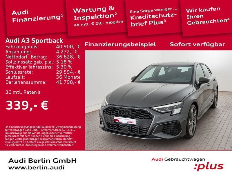 Grau Gebraucht 2024 Audi A3 Sportback S-Line Kleinwagen | 38.500 € (Fairer Preis) - Bild 1/4